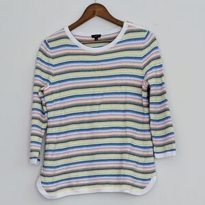 Talbots Women's Size S Pullover Sweater Colorful Pastel Rainbow Striped Crewneck